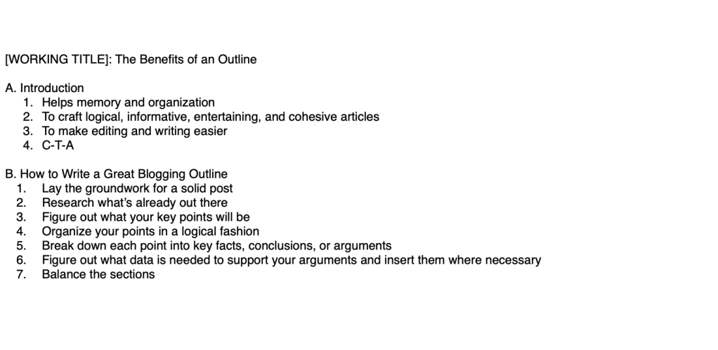 how to outline a blog post